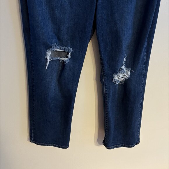 Levis Women Plus Sz 20W Dark Indigo Destructed Ribcage Straight Ankle Jeans - Picture 3 of 14